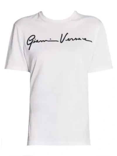 Shop Versace Signature Cotton Tee In White