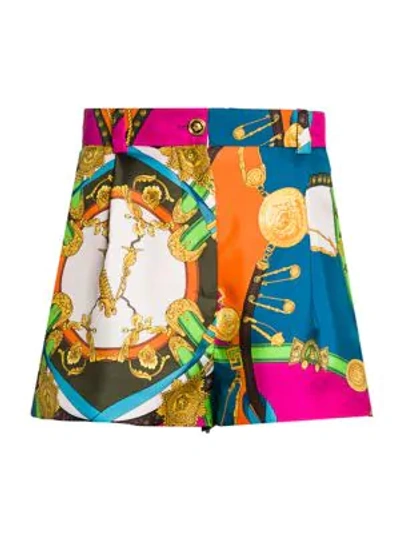 Shop Versace Women's Rodeo Pop Silk Shorts In Fuchsia Multi