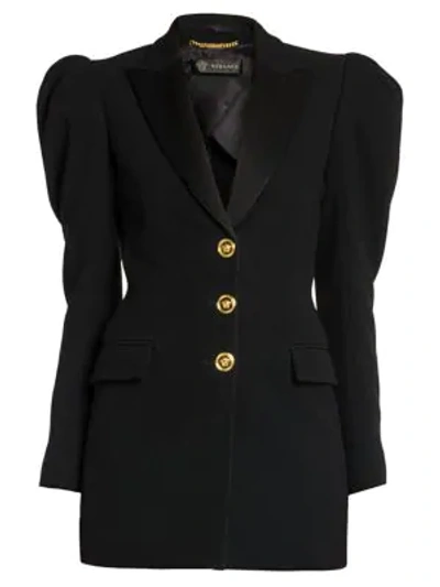 Shop Versace Envers Puff-sleeve Jacket In Black