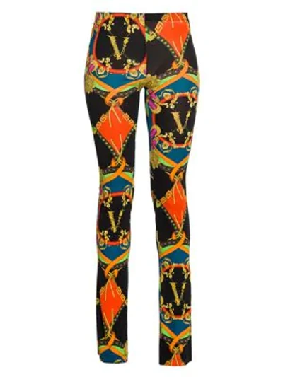 Shop Versace Rodeo Night Jersey Bootcut Trousers In Black Multi