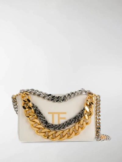 Shop Tom Ford Tf Chain Shoulder Bag In White