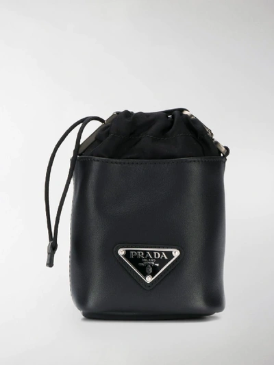 Shop Prada Logo Pouch In Black