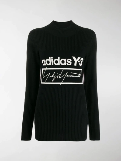 Shop Y-3 Logo Ribbed-knit Jumper In Black