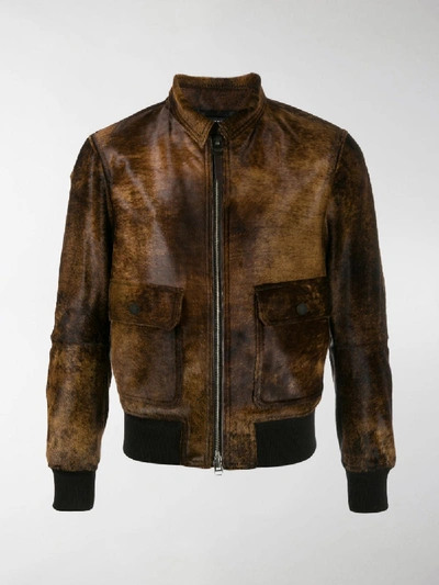 Shop Tom Ford Cavallino Bomber Jacket In Brown