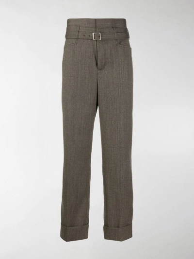 Shop Neil Barrett Belted Trousers In Grey