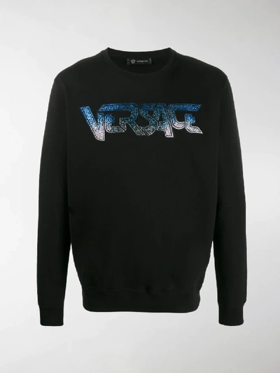 Shop Versace Speed Logo Sweatshirt In Black