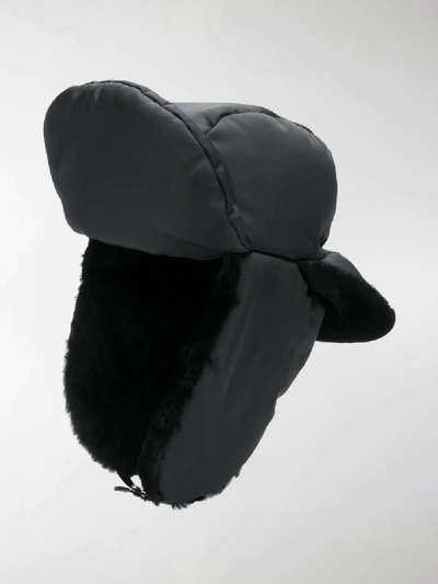 Shop Prada Fabric And Fur Trapper Hat In Black