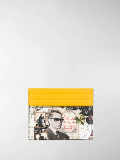 Shop Fendi Printed Card Holder In Yellow