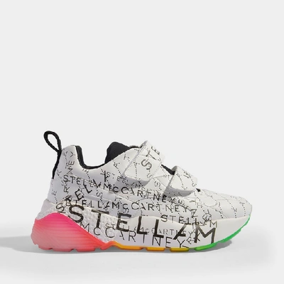 Shop Stella Mccartney Eclypse Trainers Velcro In White Eco-leather With Multicoloured Details