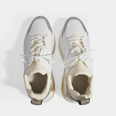 Shop Stella Mccartney Eclypse Sneakers Laces In White And Silver Eco-leather
