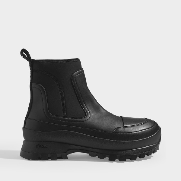 Stella Mccartney Faux Leather And Neoprene Ankle Boots In Black Modesens