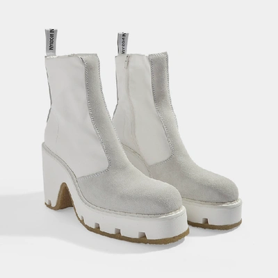 Shop Mm6 Maison Margiela High Sole Boots In White Leather