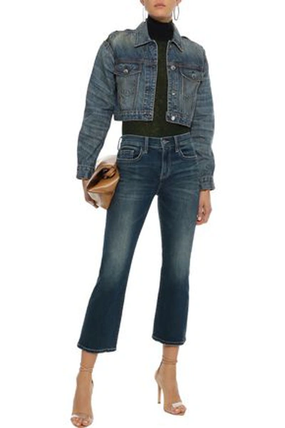 Shop Current Elliott Current/elliott Woman The Kick Faded Mid-rise Kick-flare Jeans Mid Denim