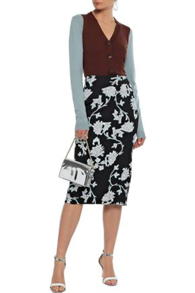 Shop Diane Von Furstenberg Kara Printed Cady Pencil Skirt In Black