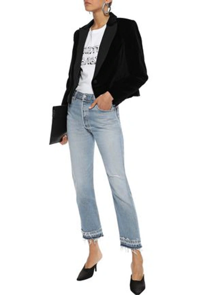 Shop Equipment + Tabitha Simmons Bourlet Faille-trimmed Cotton-velvet Blazer In Black