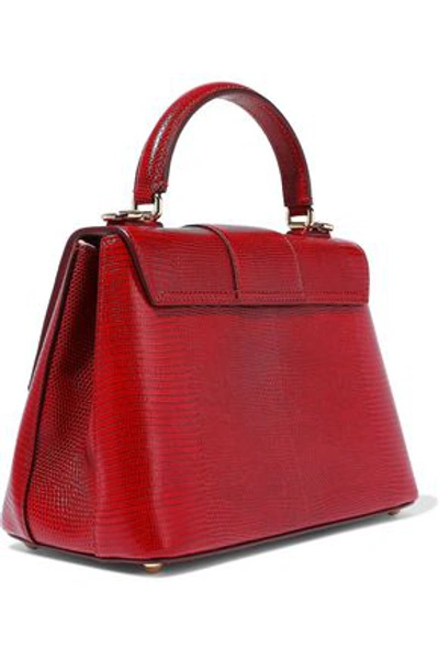 Shop Dolce & Gabbana Woman Lucia Lizard-effect Leather Shoulder Bag Red