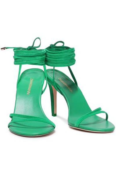 Shop Zimmermann Suede Sandals In Green