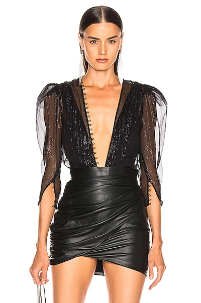 Shop Zeynep Arcay Silk Chiffon Bodysuit In Black