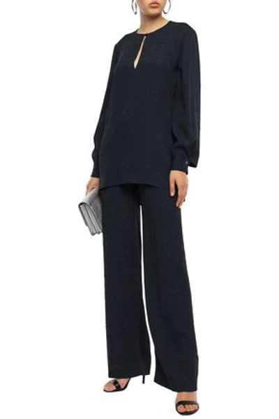 Shop Equipment Delainey Floral-jacquard Blouse In Midnight Blue