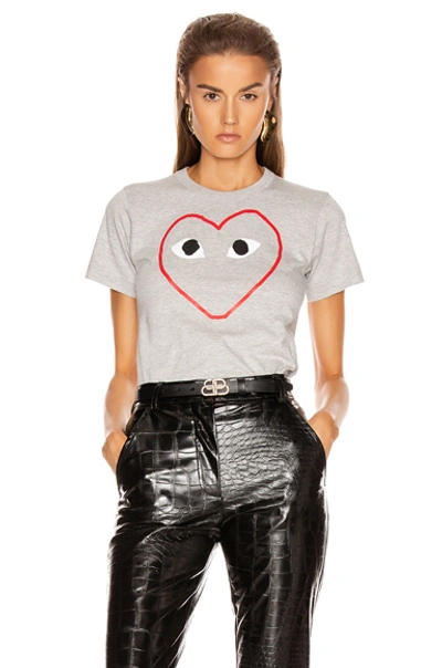 Comme Des Garçons Play Comme Des Garcons Play Grey Outline Heart T-shirt In Grey