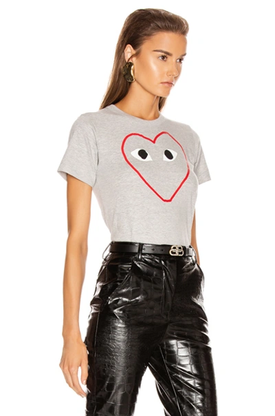 Comme Des Garçons Play Comme Des Garcons Play Grey Outline Heart T-shirt In Grey
