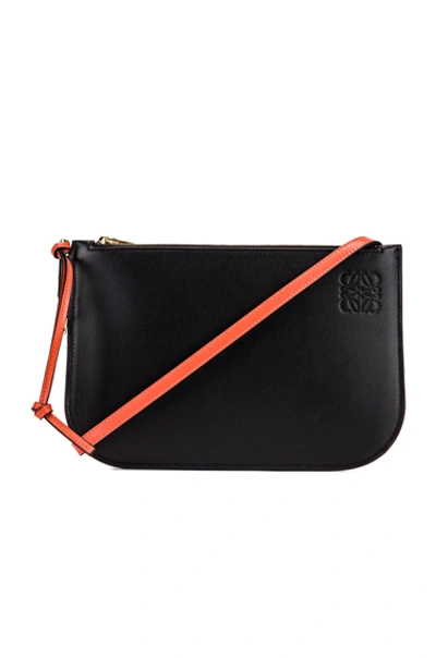 Shop Loewe Gate Double Zip Pouch In Vermillion & Black