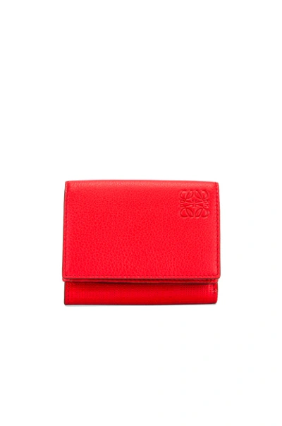 Shop Loewe Trifold Wallet In Red In Primary Red & Palladium