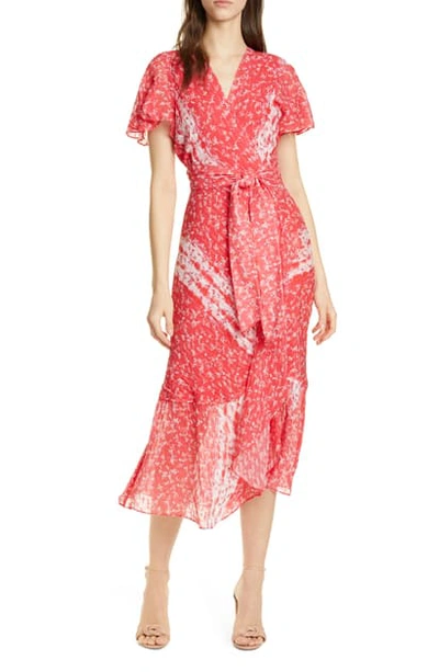Shop Tanya Taylor New Blaire Floral Silk & Cotton Dress In Ditsy Floral Stripe - Guava
