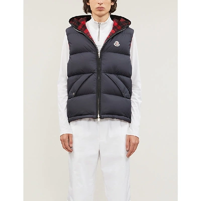 Shop Moncler Reversible Wool And Shell-down Gilet In Black