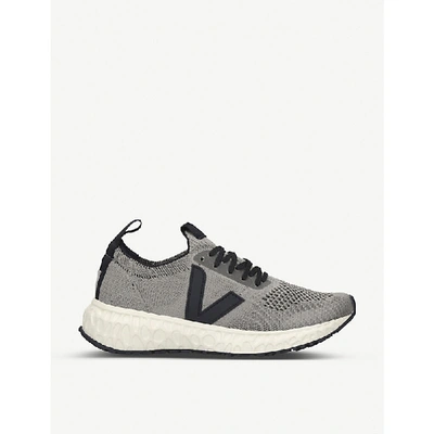 Shop Rick Owens Men's V-knit Woven Low-top Trainers In Grey