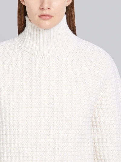 Shop Thom Browne Waffle Stitch Crewneck Pullover In White