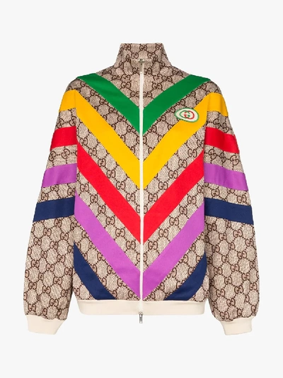 Shop Gucci Gg Supreme Print Track Jacket In Neutrals