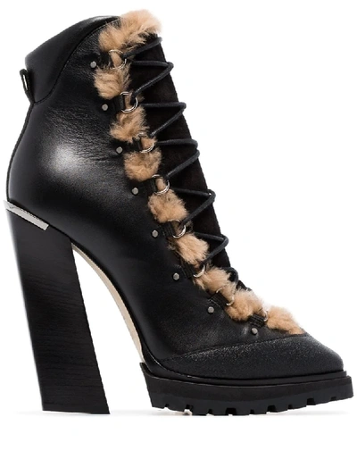 Shop Jimmy Choo Madyn 130mm Lace-up Boots In Black