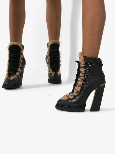 Shop Jimmy Choo Madyn 130mm Lace-up Boots In Black