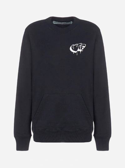 Shop Off-white Logo Lettering Print Cotton Sweatshirt