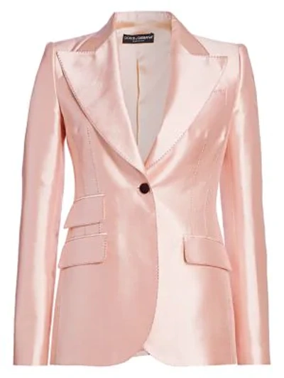 Shop Dolce & Gabbana Silk Mikado Jacket In Light Pink