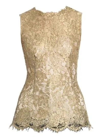 Shop Dolce & Gabbana Sleeveless Lace Top In Gold