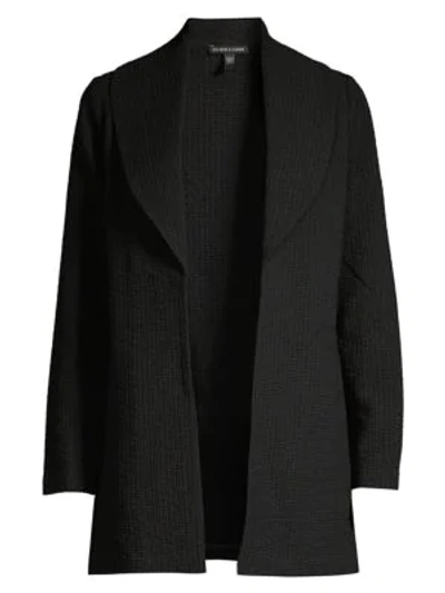 Shop Eileen Fisher Shawl Collar Tweed Jacket In Black