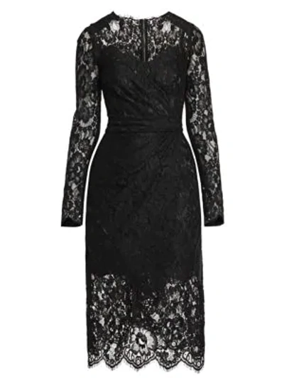 Shop Dolce & Gabbana Lace Midi Sheath Dress In Black