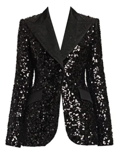 Shop Dolce & Gabbana Long-sleeve Sequin Jacket In Black