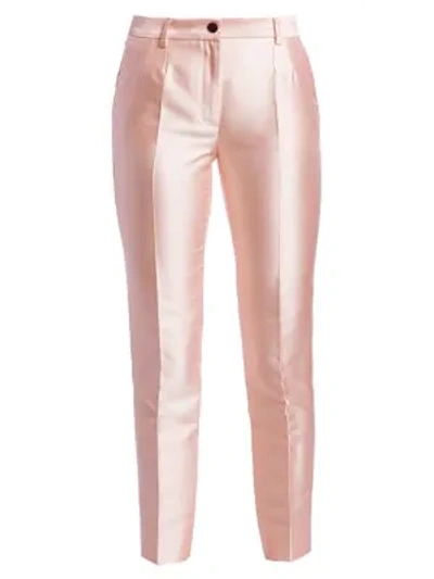 Shop Dolce & Gabbana Silk Mikado Cropped Trousers In Pink