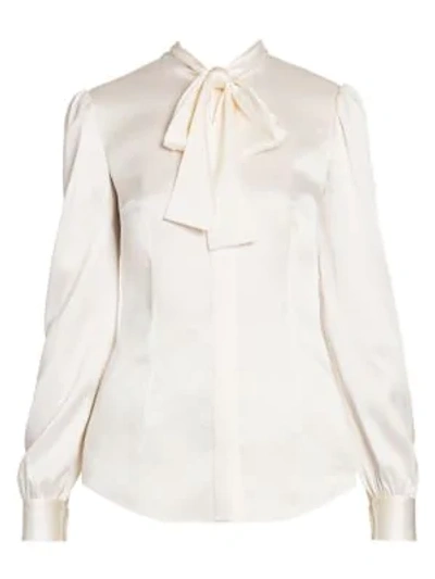 Shop Dolce & Gabbana Stretch-satin Tieneck Blouse In White