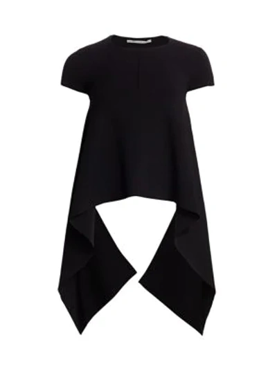 Shop Stella Mccartney Compact Knit High-low Shirt In Black