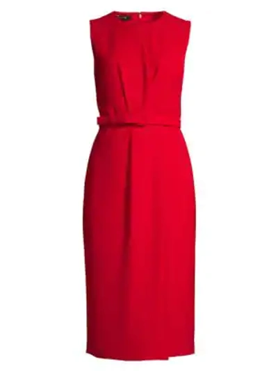 Shop Lafayette 148 Jude Belted Dress In Red Currant