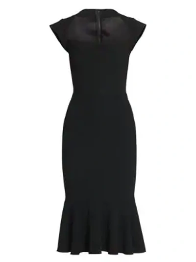 Shop Dolce & Gabbana Cady Ruffle-hem Fitted Midi Dress In Black