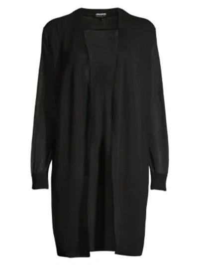 Shop Lafayette 148 Sheer Voile Cardigan In Black