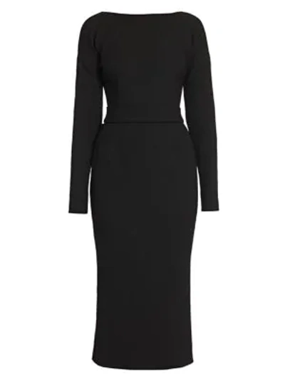 Shop Dolce & Gabbana Belted Bow-back Double Crepe Dress In Black