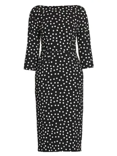 Shop Dolce & Gabbana Three-quarter Sleeve Polka Dot Dress In Pois Coriandolo
