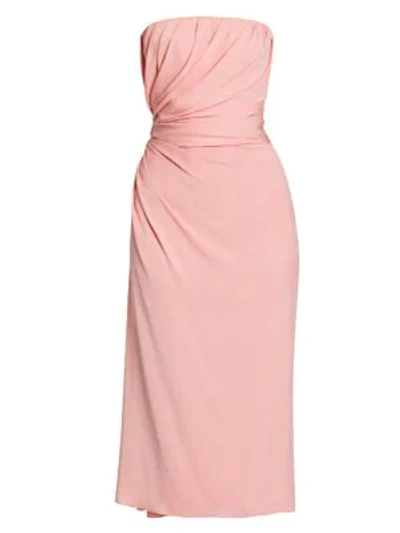 Shop Dolce & Gabbana Women's Strapless Draped Charmeuse Midi Dress In Light Pink