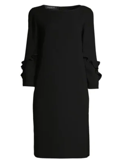 Shop Lafayette 148 Abigail Finesse Crepe Dress In Black